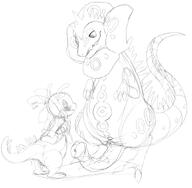 flora frilled_petal_dragon nymlus shebeast size_difference sketch straight wilburforce // 865x846 // 204KB